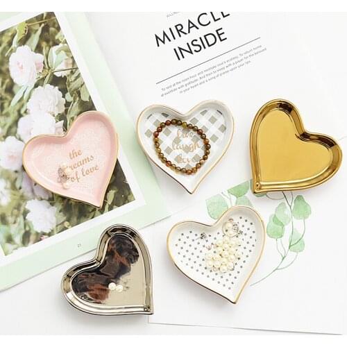 Chic Wind Export Korean-Style Heart-Shaped Girls Heart Ceramic Phnom Penh Small Dish Jewelry Plate Storage Plate Dessert Plate