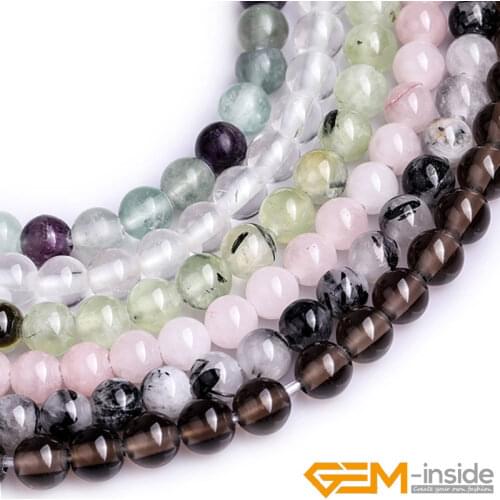 Natural Quartzs Round Bead For Jewelry Making Strand 15 inch 2mm Big Hole Jewelry Beads Fluorite Clear Quartzs Smoky Quartzs