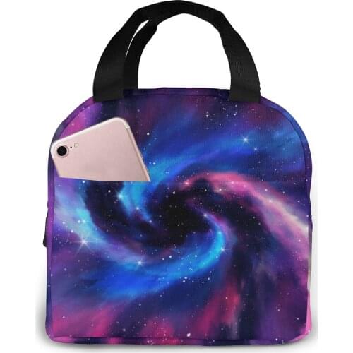 Watercolor Galaxy Space Lunch Food Box Bag Insulated Thermal Food Picnic Lunch Bag for Women kids Men Cooler Tote Bag