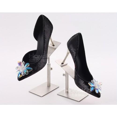 Fashion Stainless Steel Silver Shoe Display Stand Metal Shoe Riser Stand Shoe Stand Sandal Riser Sandal Display