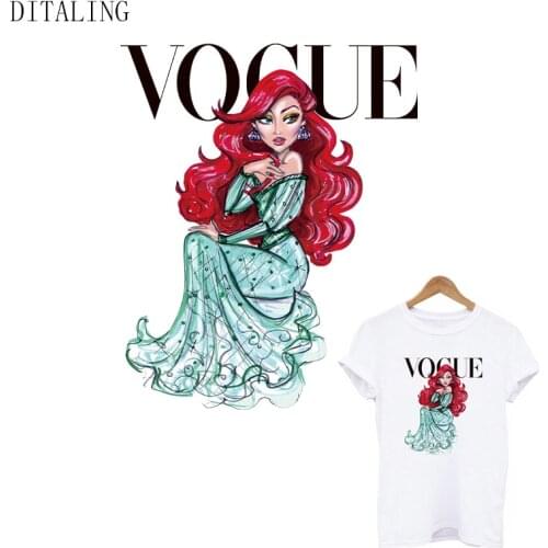 Fashion Girl Thermo Heat Transfer Sticker On Clothes DIY Washable Women T-Shirt Hoodies Iron On Patches For Clothing Applique