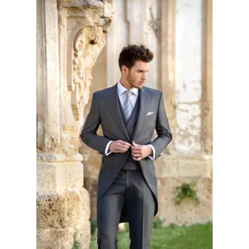 Custom Made Groom Tuxedos,High LowWedding Dinner Groomsman Mens Suit suits for men brand(Jacket+Pants+Tie+Vest) Bridegroom Suit