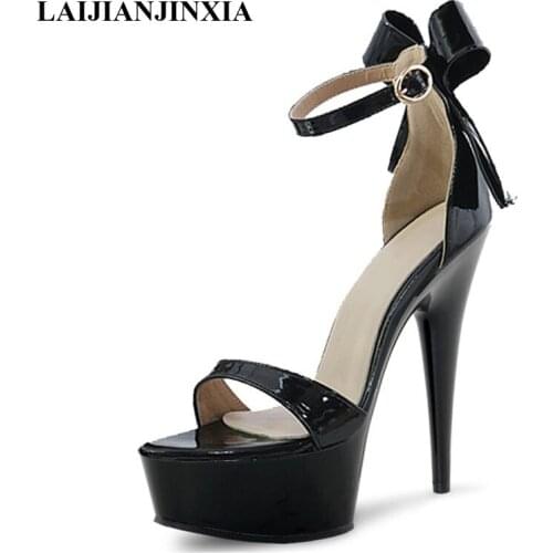 LAIJIANJINXIA New Hot Sell crystal shoes with 15 cm super high heels sandals clubs womens shoes Fashion Platform Wedding Shoes