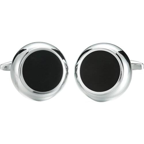 New Luxury Fashion Designer Drop ship Round black enamel Cufflinks High Quality Gemelos links Wholesale French Shirt Cuff links