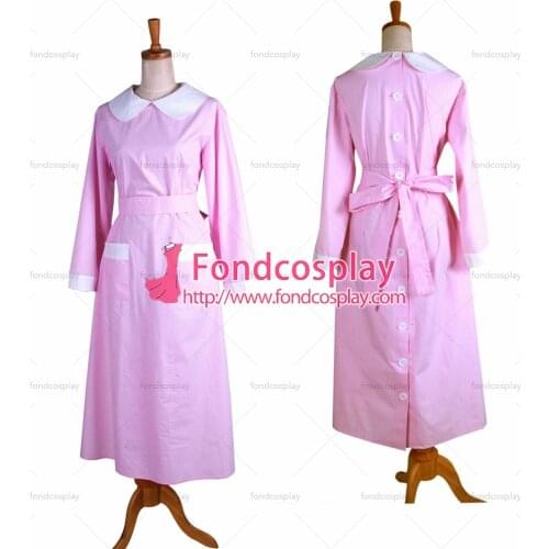 Sissy Maid Dress The Pink Cotton Smock Uniform Apron Dress Cosplay Costume Tailor-made[G1369]