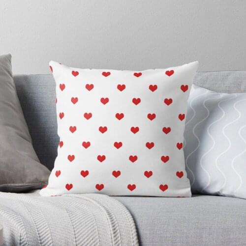 Pillowslip Heart white and red minimal valentines day gift for her cell phone case hearts Throw Pillow 100% Cotton