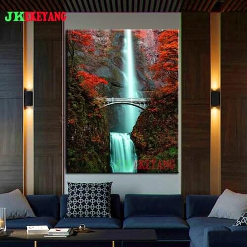 Full Square Round Diamond Embroidery DIY Diamond Painting Waterfall bridge Cross Stitch kit mosaic Y4497