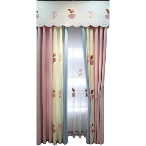 Custom small fresh cartoon pink princess room childrens room curtain fabric girl bedroom girl window shade custom