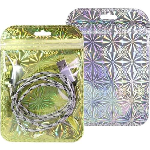 10x15cm Electronic product Package Bag flat zip lock bag With Hang Hole USB packaging bags Laser envelope