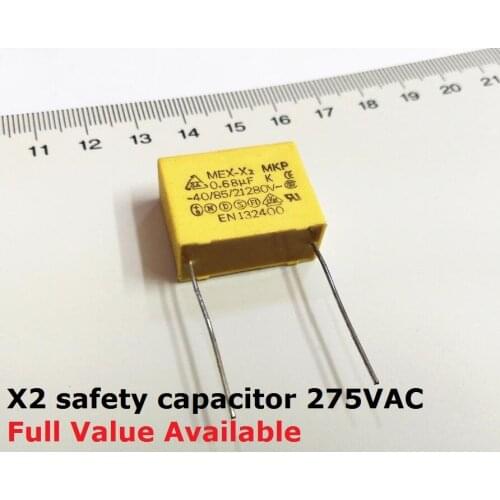 10PC X2 safety capacitor 275VAC 0.001uf 0.0022/0.0047/0.01/0.022/0.033/0.047/0.068/0.1uf 0.15uf 0.47uf 0.22uf 0.68uf 0.33UF 1UF