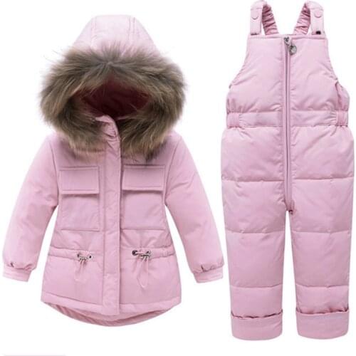 Down Jacket 2019 Winter New Kids Overall for Girl Clothes Children Snowsuit Baby Boy Parka Coat Toddler Clothing Set -30 Degrees