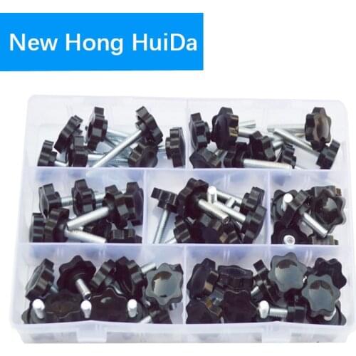 Thread Star Shaped Head Clamping Screw Bolt Knob For Industry Equipment Plastic Carbon Steel Galvanization Assortment Kit Set M6