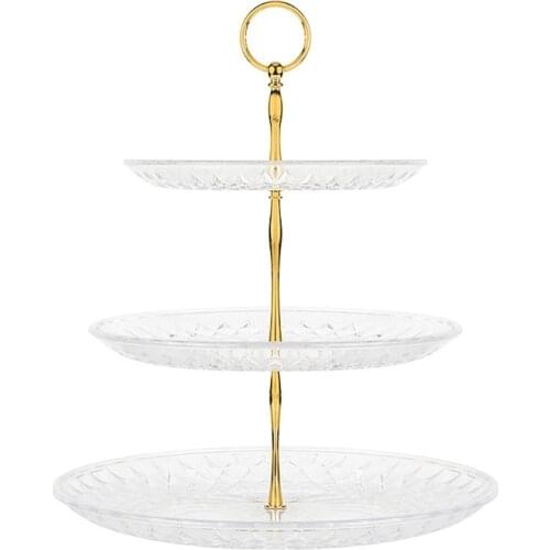 Detachable Cake Stand Transparent 3 Tier Pastry Cupcake Fruit Plate Wedding Home