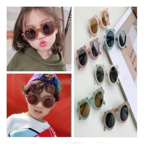 New Cute Cartoon Bear Sun Glasses Kids Round Sunglasses Boys Girls Vintage Sun Glasses Trendy Goggles Eyewear Children Fashion