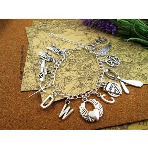 TV series inspired TV series theme charm bracelet gun bullet coat car pizaa wings pendant bracelets