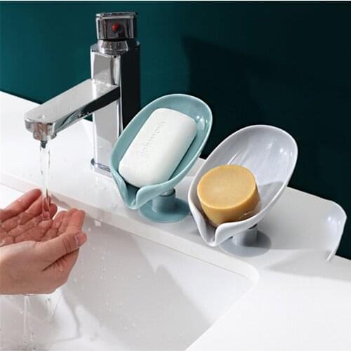 Leaf Shape Soap Box Soap Holder Bathroom Kitchen Accessories Organizer Shower Soap Dish Tray Plastic Drain Rack for Sponge