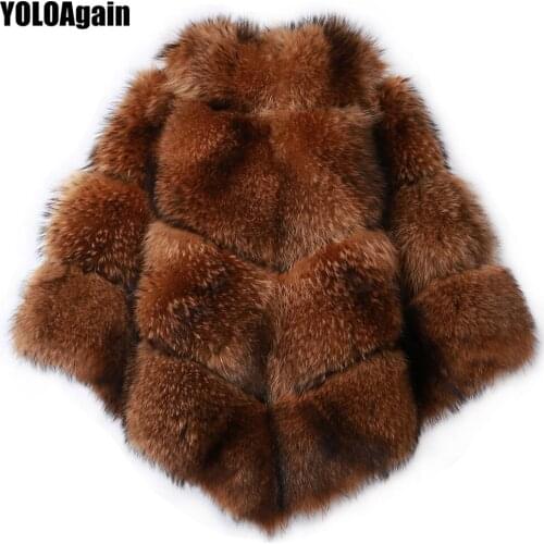 YOLOAgain Winter Warm Oversized Batwing Sleeve Women Natural Raccoon Fur Jacket Shawl Cape