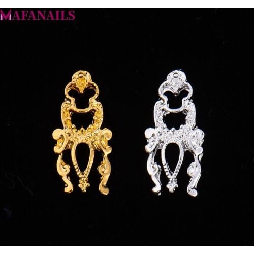 100Pcs/Lot Gold & Silver Glitter 3D Nail Charms Hollow Nail Art Alloy For Halloween Nail Art Decorations DIY Nail Sticker Charms