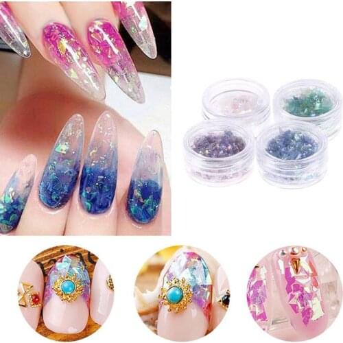 4boxes/set Colorful Laser Manicure Sticker DIY Fluorescent UV Glue Thin Nail Tools Manicure Pasters Manicure Beauty Nail Tools