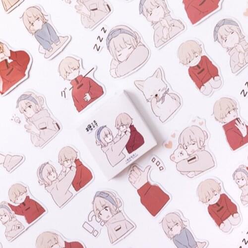 45pcs/box Cute Lovely Couple Diary Decoration Stickers DIY Planner Scarpbooking sealing Label Sticker kawaii Stationery