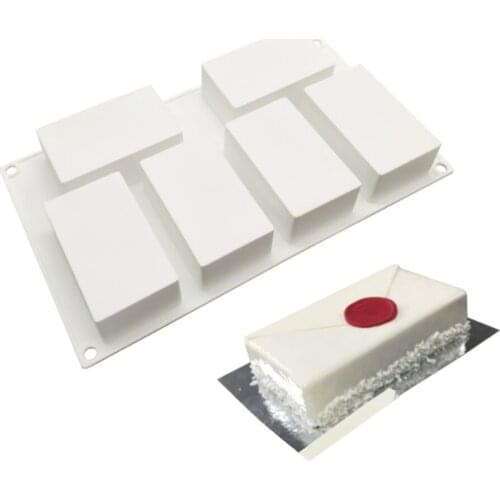 6 Holes Rectangle Silicone Mold Fondant Chocolate Molds Soap Mould Biscuit Cookie Baking Pan Kitchen Bakeware Accessories