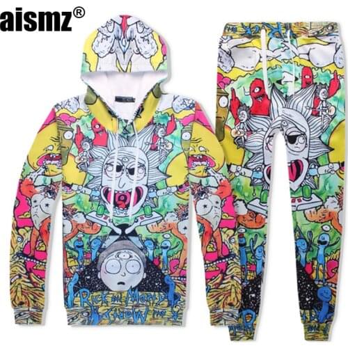 Aismz 3D Hooded Tracksuits Sets Print Fashion Spring Autumn Winter 2 Pieces Hoodies+Pants Pullover S-XXL Brand Track Suite Set
