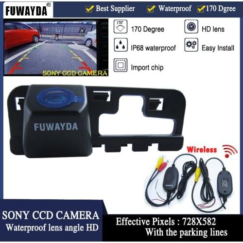 FUWAYDA WIRELESS HD CCD Chip Auto Car Vehicle RearView Camera for Honda 2006 2007 2008 2009 With Guide Line WATERPROOF HD
