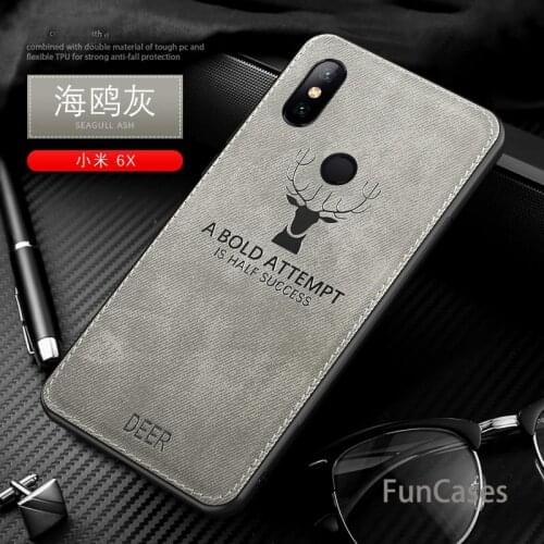 Xiaomi Mi 6X Case Cartoon 3D deer Vintage Fabric cloth Fitted Case Soft TPU edge full protection for xiaomi mi 6 A2 cover