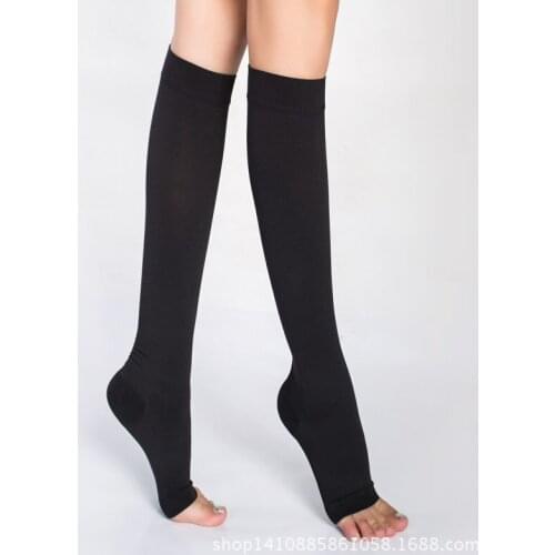 Elastic Socks Vein Varicosity proof Medical Show and cover your feet with black skin tone medium hose Long Socs Woman S--XXXL