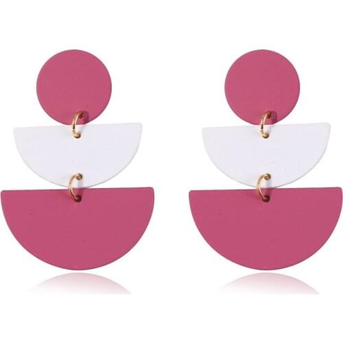 Europe and America New jewelry spring and summer color semi-circle earrings multi-layer paint earrings