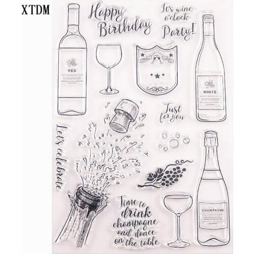 Hot sale wine bottle Transparent Clear Stamps / Silicone Seals Roller Stamp for DIY scrapbooking photo album/Card Making