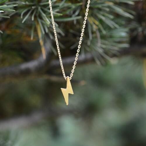 Hot Sale Minimalist Alloy Metal Lightning Necklace Pendant for Women Chain Girl One Direction Female Neckless