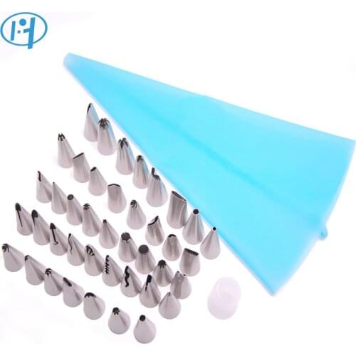 KAIYUE 43Pcs/Set Silicone Icing Piping Cream Pastry Bag Stainless Steel Nozzle Cake Tips Coupler DIY Baking Decorating Tools