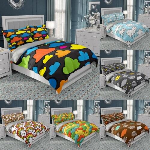 Bedding Set Cartoon Printed Quilt Cover Set Queen Size Duvet Cover Cloud Comforter Soft Bedclothes For Kids Children 135/150 Bed