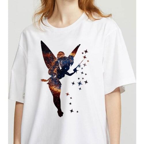 Winged elf Print T shirt Women Fashion Tshirt O neck Short Sleeve Harajuku T shirt White Tops Female Tops