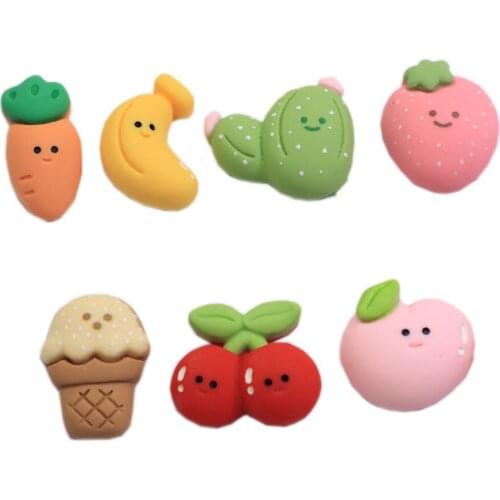 Cute Cartoon Fruit Resin Cabochons Embellishments for Scrapbooking DIY Hair Accessories Food Play Props