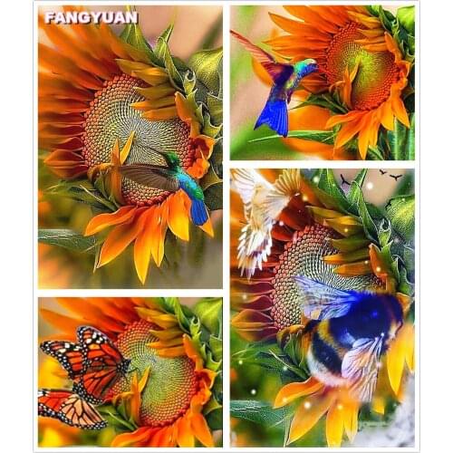 Full Drill Diy Diamond Embroidery Sunflower Mosaic Cross Stitch Kits Art Rhinestone Diamond Painting Flowers Picture Home Decor