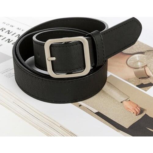 Newest Hot Women`s Casual Solid Color Jeans Faux Leather Waistband Classic Strap Belts Ladies Square Metal Buckle Belt For Party