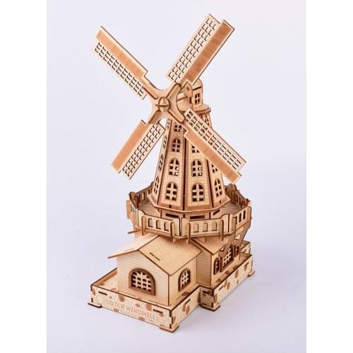 2020 New Famous National Attractions High-precision Laser Cutting Puzzle 3D Wooden Jigsaw Model Building Kits - Dutch Windmill