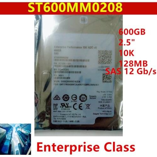 New HDD For Seagate Brand 600GB 2.5" SAS 12 Gb/s 128MB 10000RPM For Internal HDD For Enterprise Class HDD For ST600MM0208
