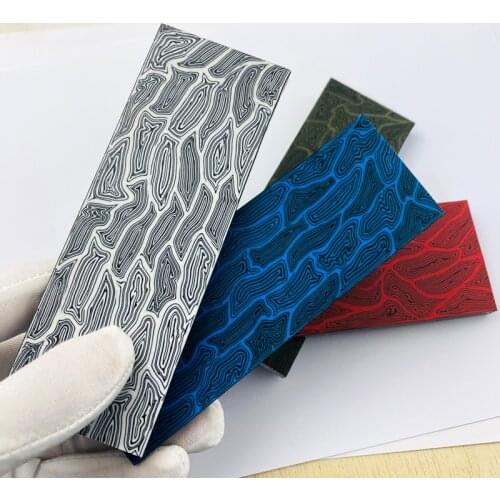 2021 New Style G10 Knife Handle Material Damascus Pattern Diy Handle Composite Material G-10 Tool Patch Material 130x43x8mm