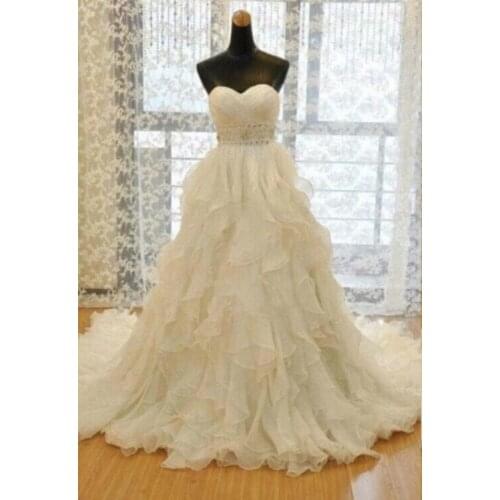 Newest Design Sweetheart Beading vestido de noiva A-Line Ruffles Organza Bridal Gowns 2018 Custom Mother of the Bride Dresses