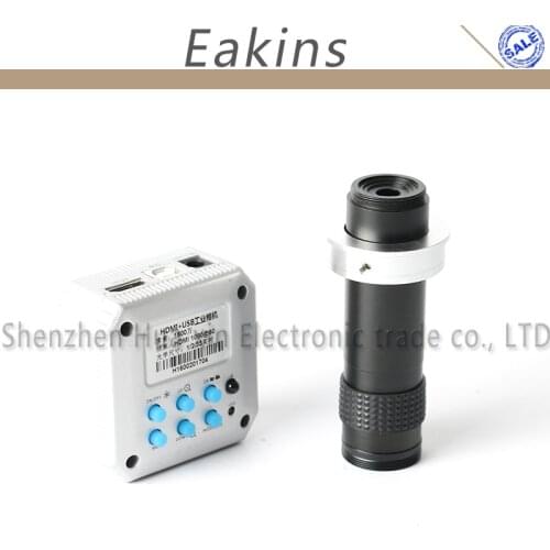 Full HD 20MP 1080P HDMI USB Industrial Video Microscope With Remote Control+1X-100X Zoom C-mount Lens High Working Distance