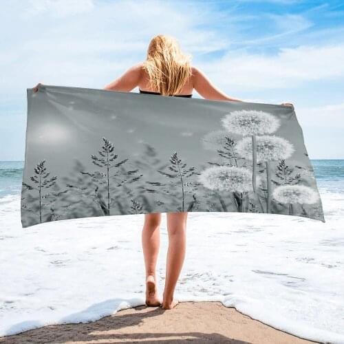 Plant Grey Dandelion Beach Towel Household Item Bathroom Accessories Microfiber Bath Towels Beach Mat Yoga Mat