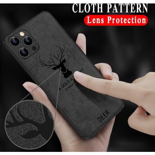 Luxury Cloth Pattern Elk Soft Phone Case For iPhone 11 12 Pro Max Mini X Xs XR 6 6S 7 8 Plus SE 2 2020 Silicone Shockproof Cover