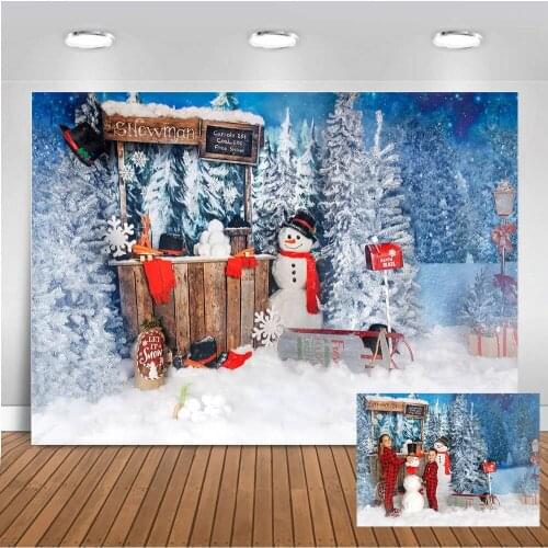 Mehofond Christmas Photography Background Snowman Winter Snow Fir Forest Tree Baby Shower Photocall Backdrop Photo Studio