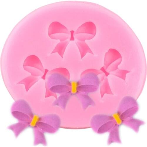Bow Silicone Mold Ribbon Baby Birthday Candy Clay Fondant Cake Decorating Tools DIY Cupcake Chocolate Gumpaste Candy Resin Mould
