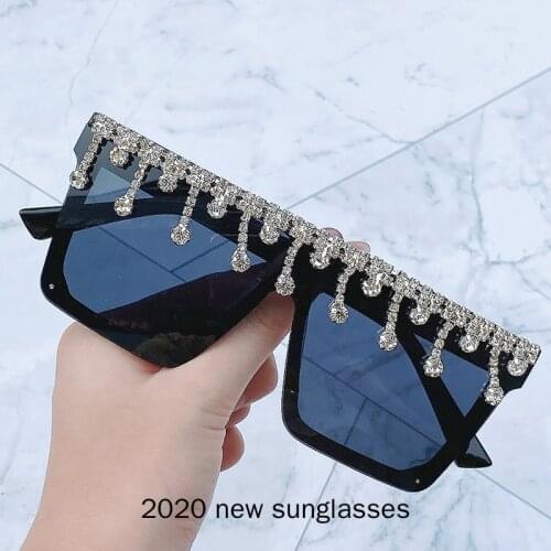 Vintage Oversized Diamond Square Sunglasses Women Men Luxury Brand Designer Windproof Goggle Sun Glasses For Female Eyewear NX