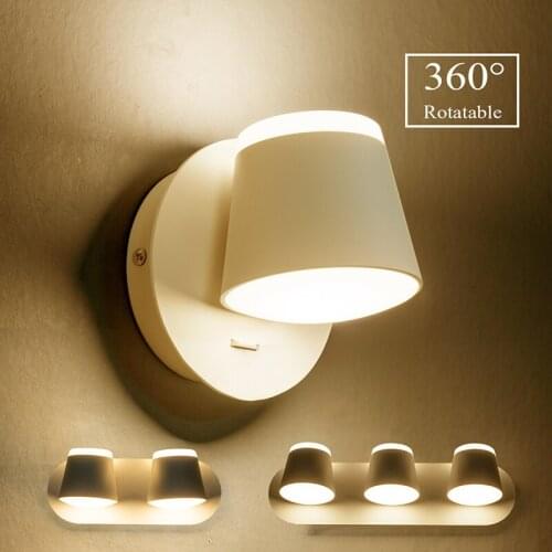 Modern 360 degrees Adjustable LED Wall Lamp Bedside Wall Sconce Living Room Aisle Wall Mounted light Luminaire Hotel Lighting