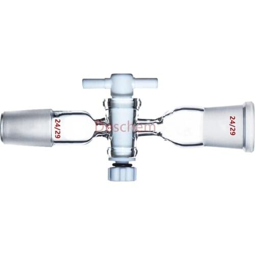 Glass PTFE Stopcock,24/29 Joint,Lab Flow Control Adapter,Ground Joints